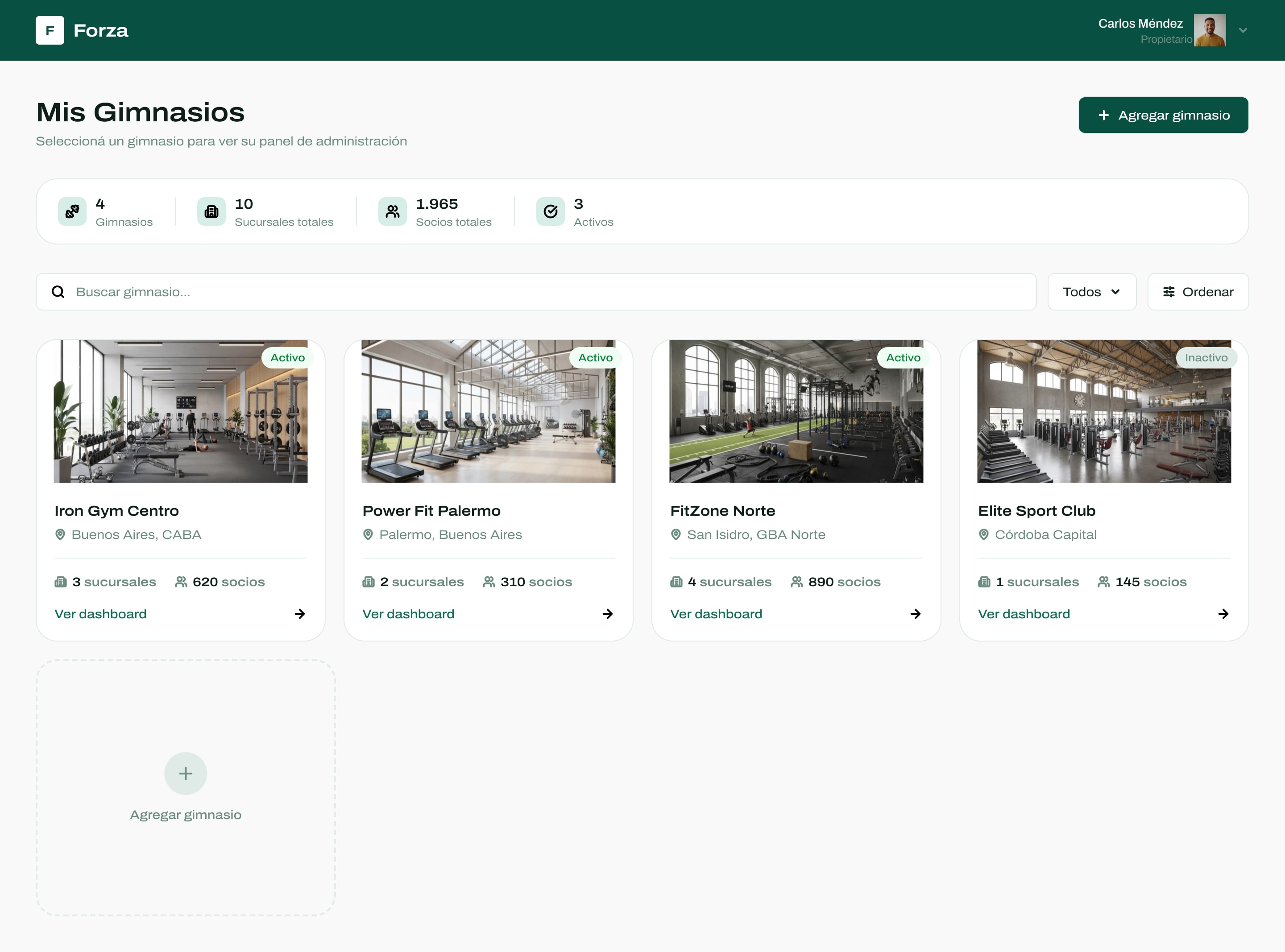 Panel multi-gimnasio en Forza